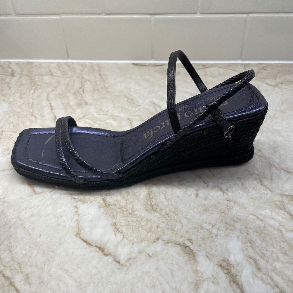 Pedro Garcia, Idun sandals, navy soft kid and foil, size 39, size 8.5
